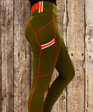 Limited Edition Contrast Leggings - Khaki/Red
